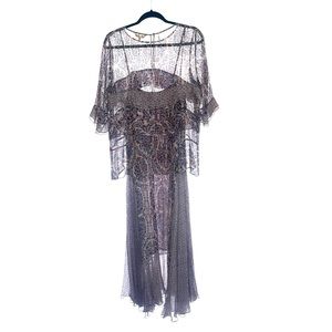 Rebecca Taylor paisley floral ruffle two piece cocktail dress